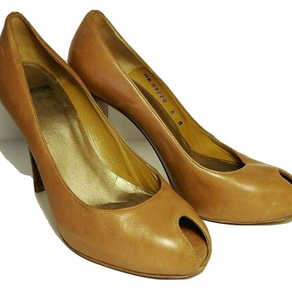 $268 St. John leather unique peeptoe pumps - Picture 7 of 10